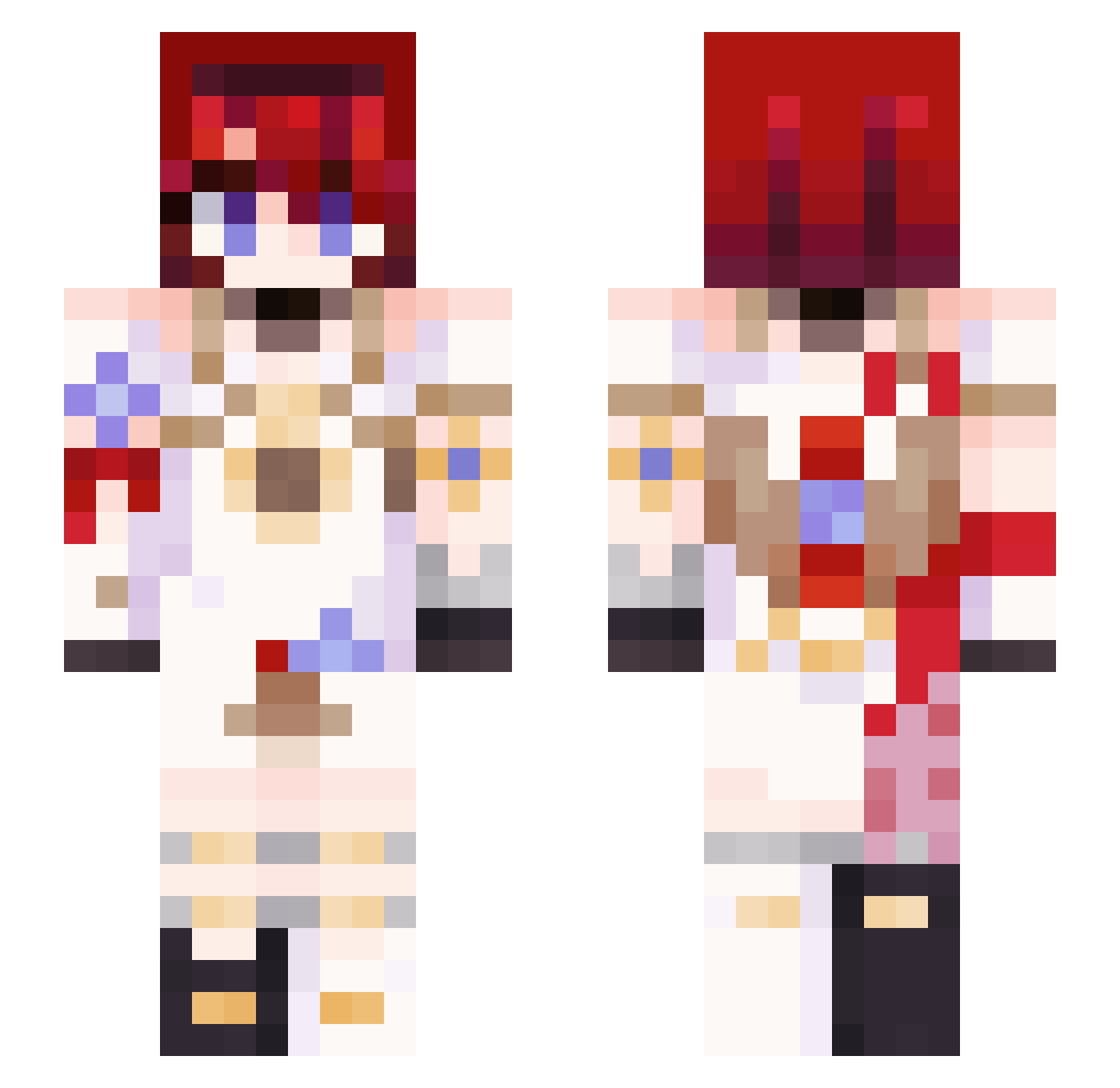 Synumi Minecraft skin, front and back view