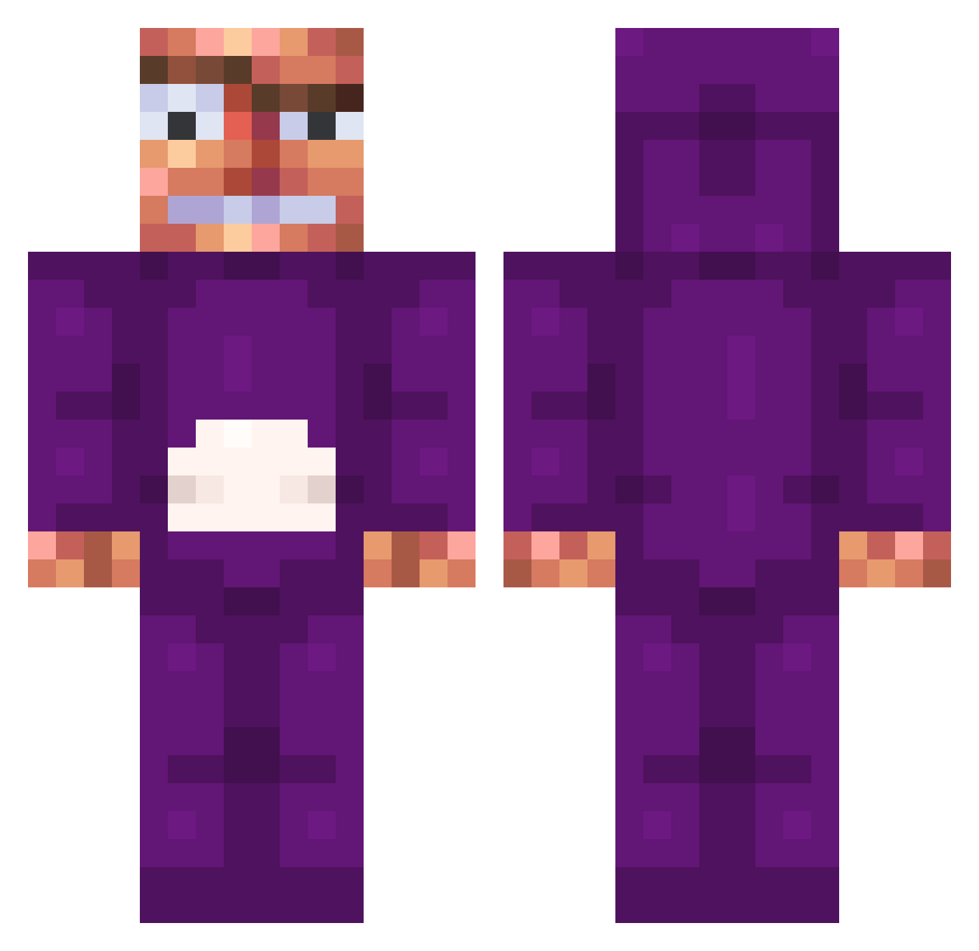 ItzBird Minecraft skin, front and back view