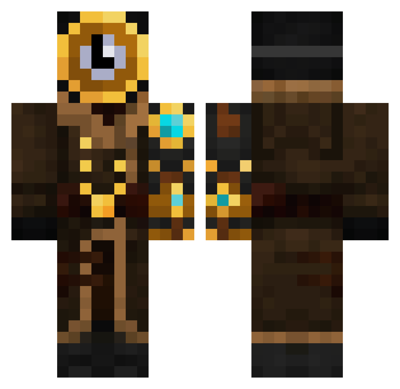 Kiwi3dj Minecraft skin, front and back view