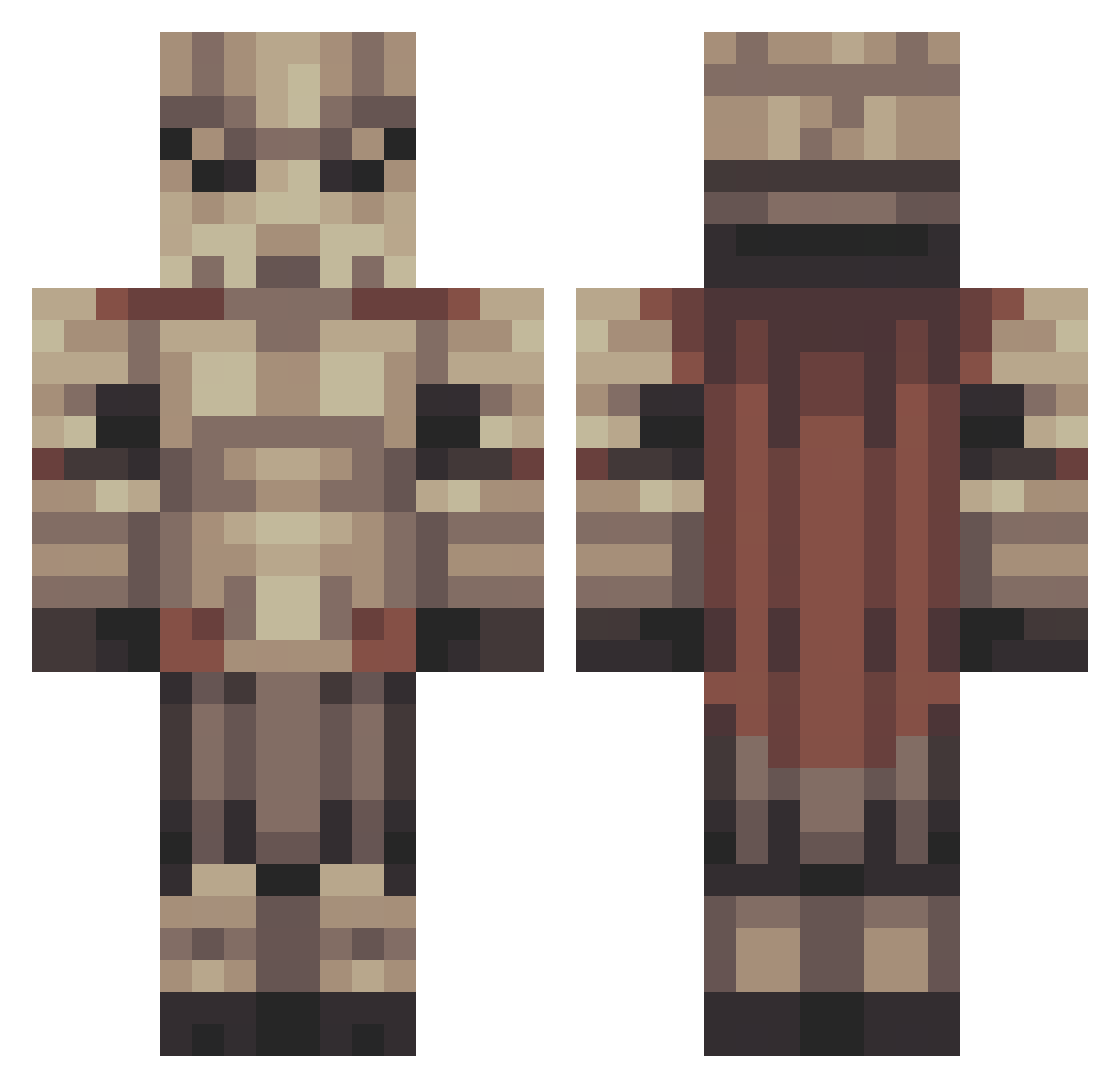 Easterling Minecraft skin, front and back view