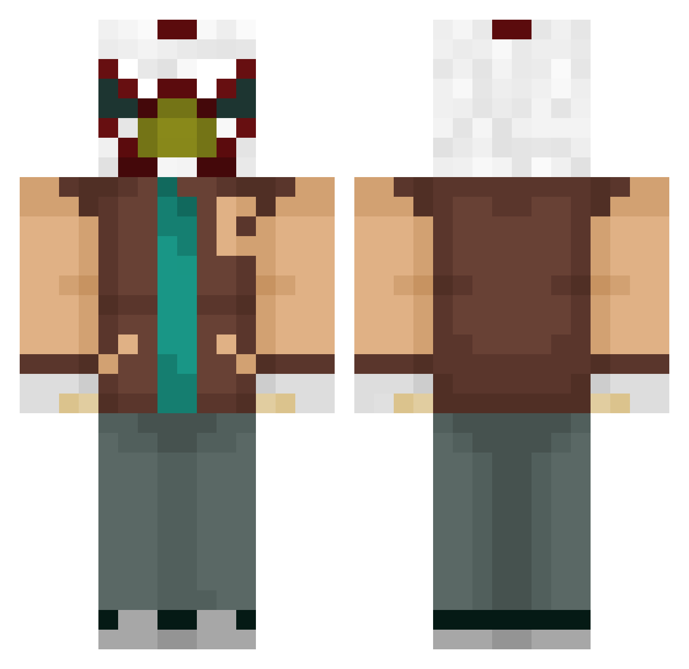 ghost99k Minecraft skin, front and back view