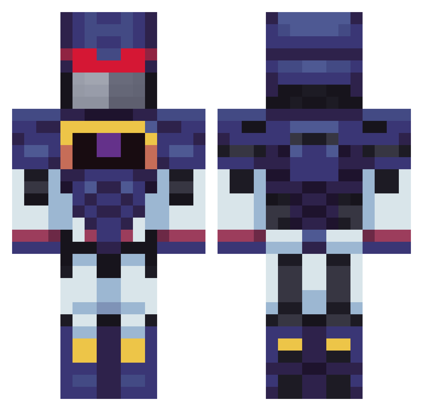 Wolfenclaw Minecraft skin, front and back view