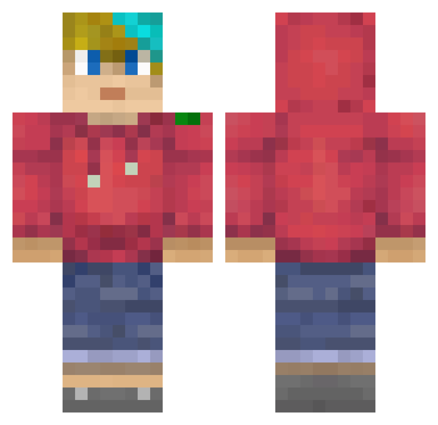 Grinherd Minecraft skin, front and back view