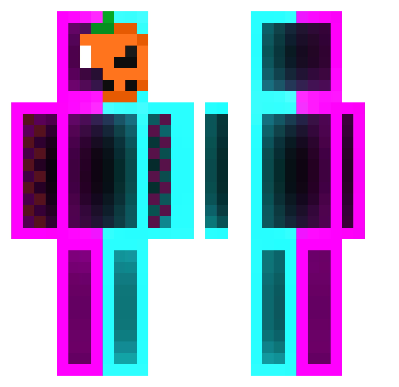exposedhate Minecraft skin, front and back view