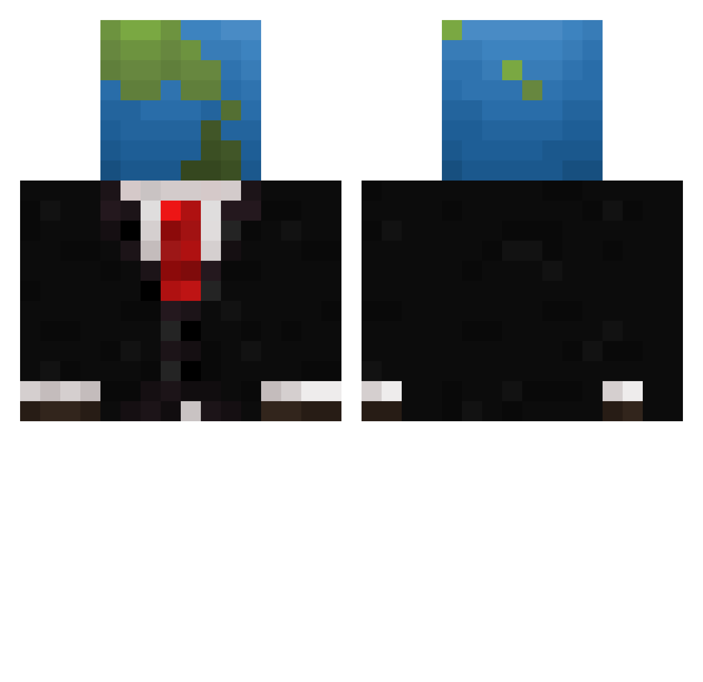Leonswin Minecraft skin, front and back view