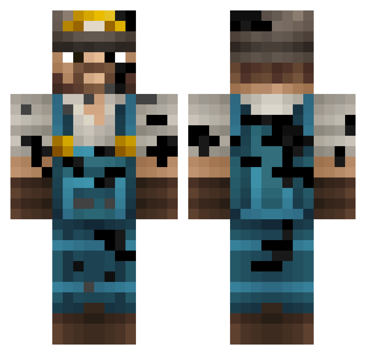 Mesee Minecraft skin, front and back view