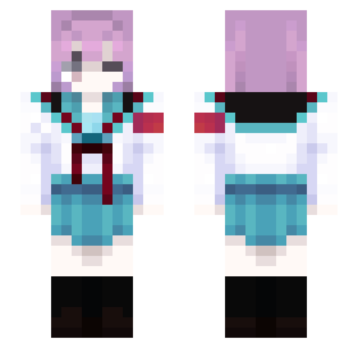 w0sker Minecraft skin, front and back view
