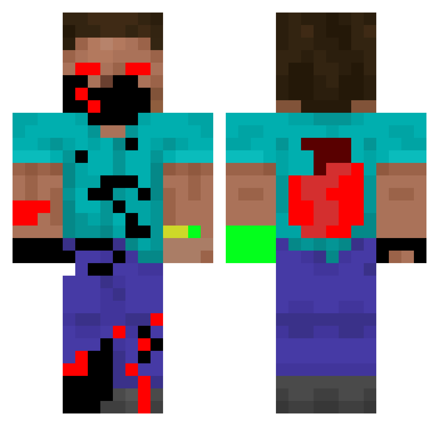davi228 Minecraft skin, front and back view
