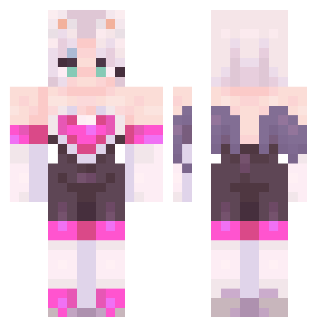 ikoku Minecraft skin, front and back view