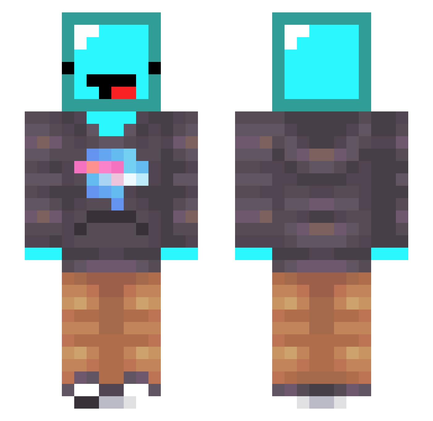 Bxnjxmvn Minecraft skin, front and back view