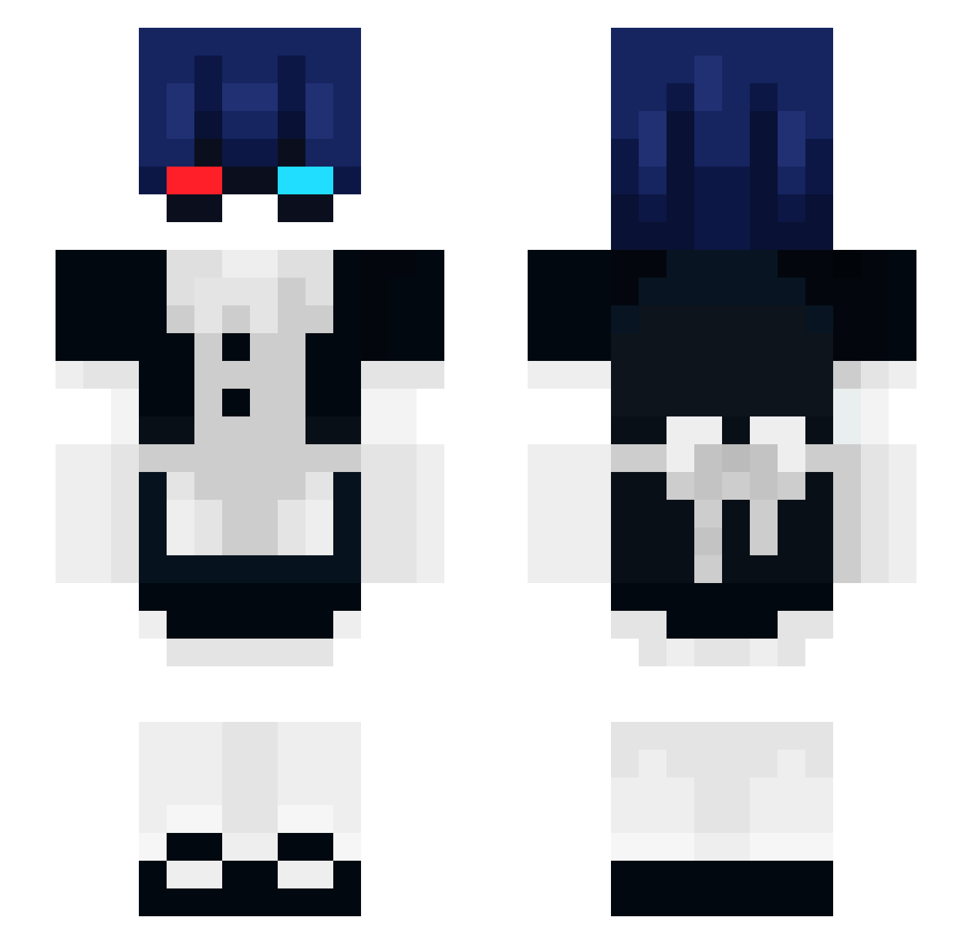 Luckieboi Minecraft skin, front and back view