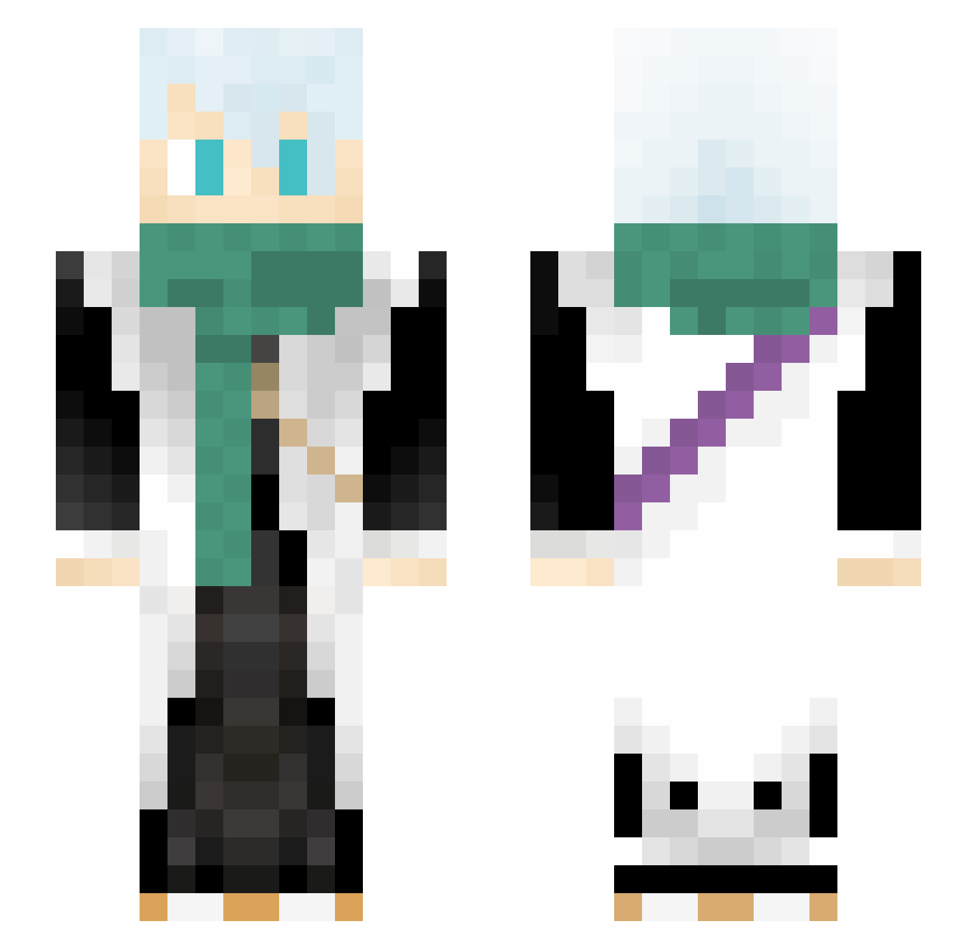 ToshiroHitsugaya Minecraft skin, front and back view
