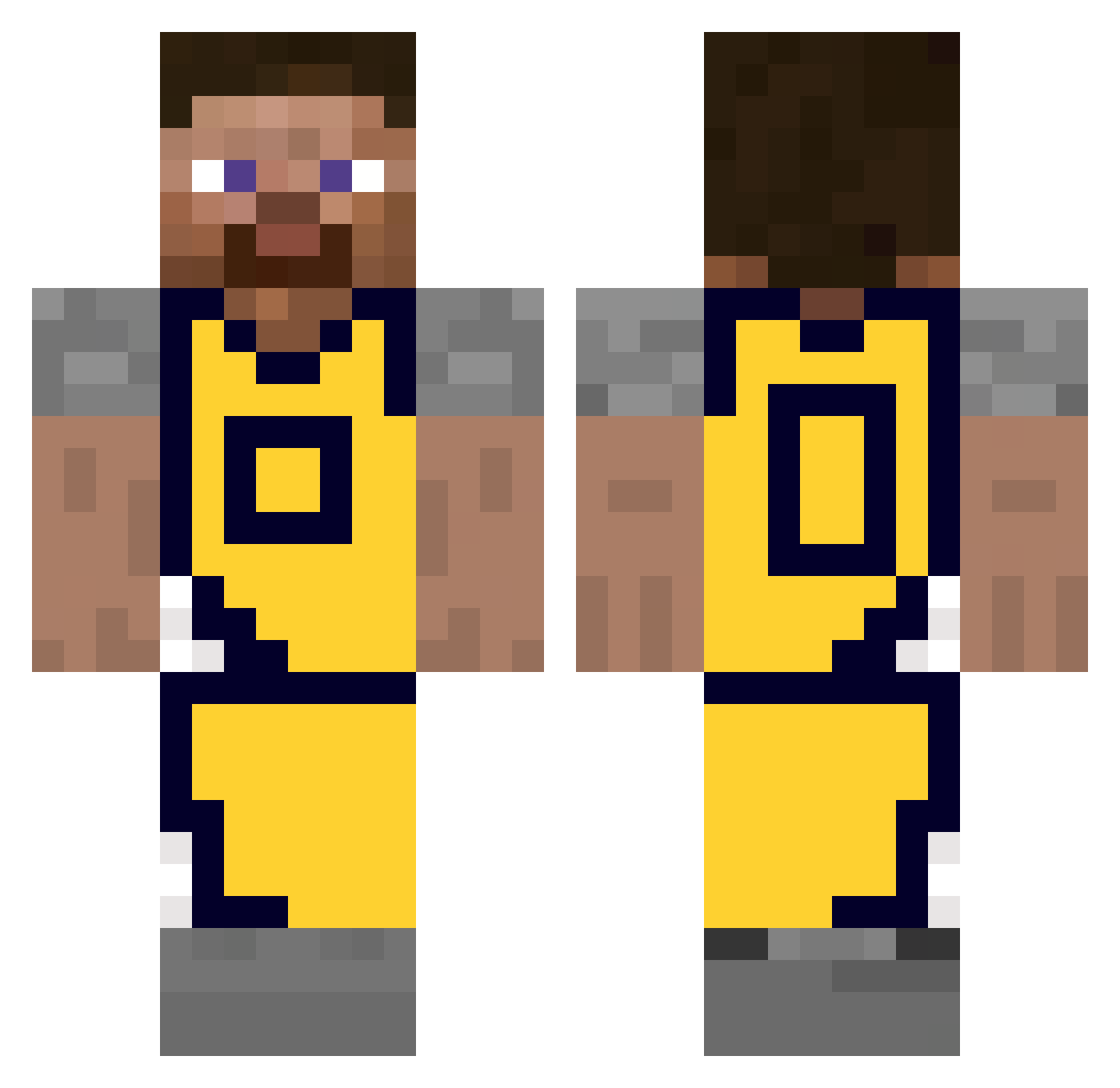 Rquifff Minecraft skin, front and back view