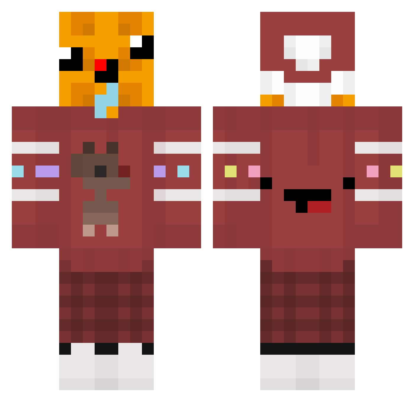 MrWaffleYT Minecraft skin, front and back view