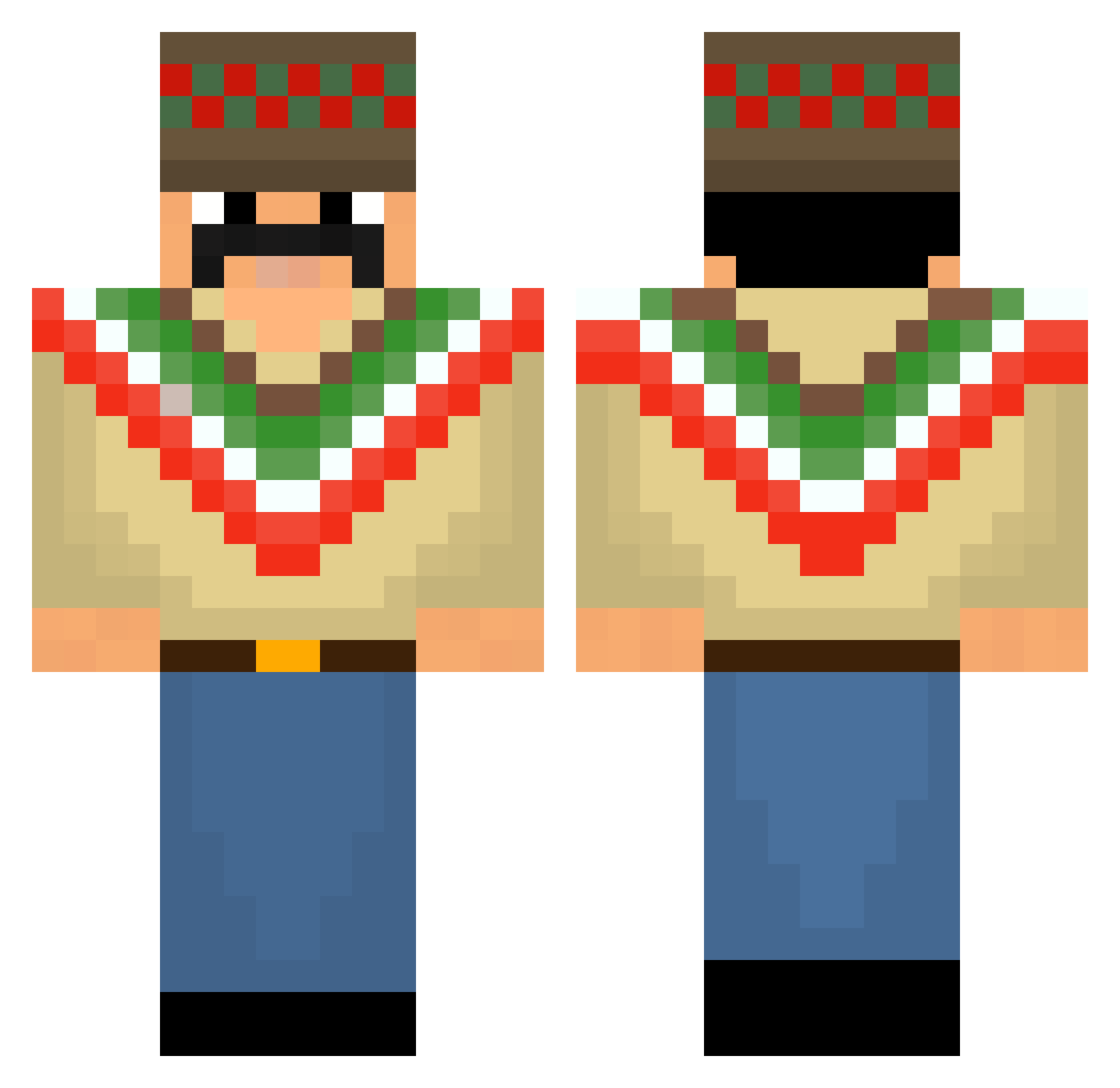 Adrqx Minecraft skin, front and back view