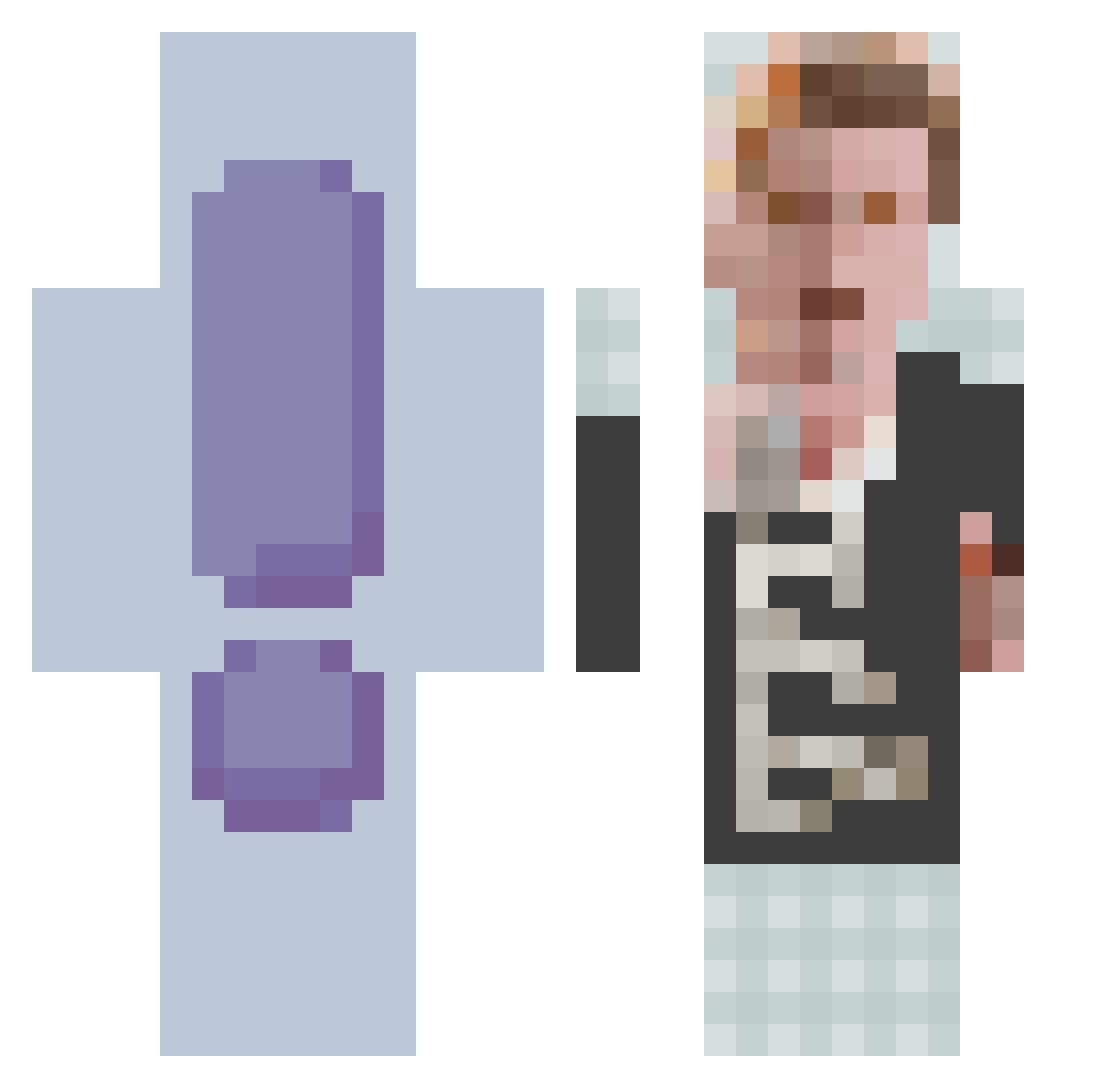Yesberr Minecraft skin, front and back view