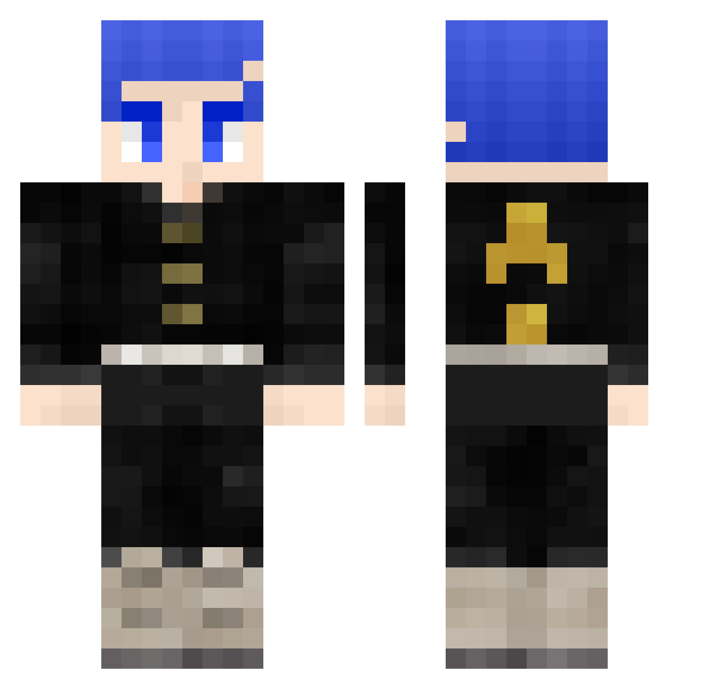 S3kxD Minecraft skin, front and back view