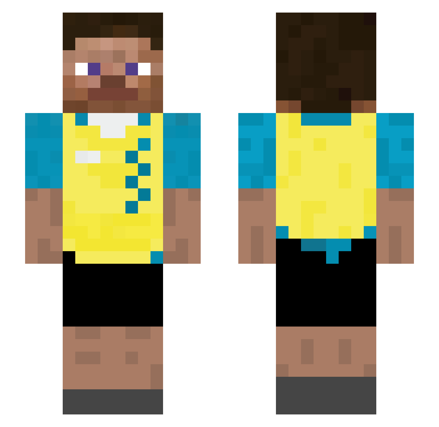 SuperCoconut Minecraft skin, front and back view