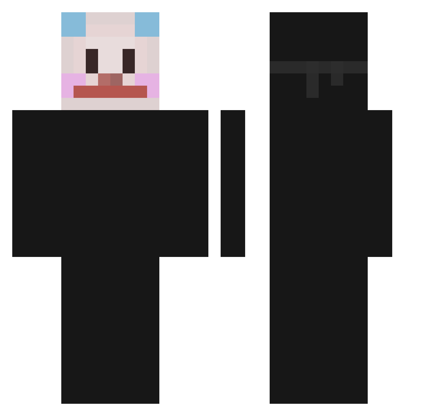 Torpified Minecraft skin, front and back view