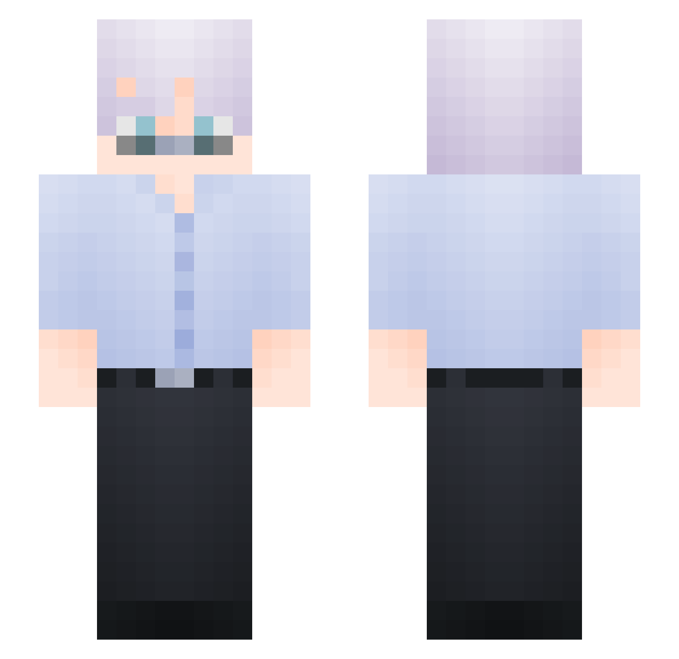 Xulopc Minecraft skin, front and back view
