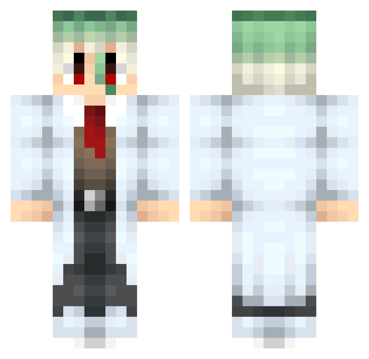 Blechus Minecraft skin, front and back view