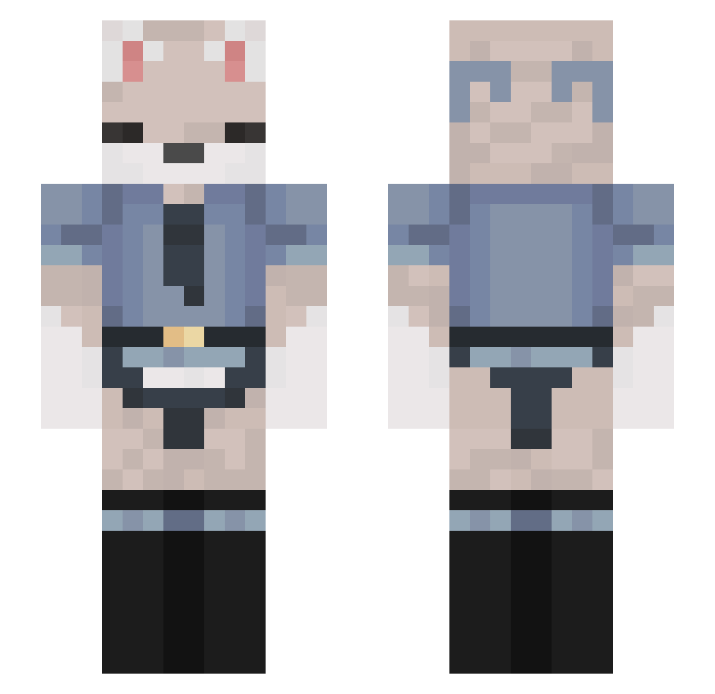 xPatizy Minecraft skin, front and back view