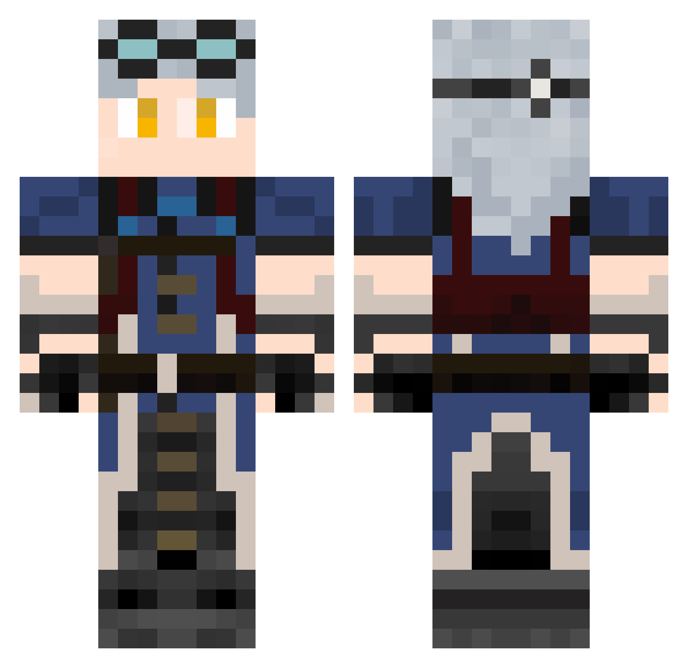 Xopak Minecraft skin, front and back view