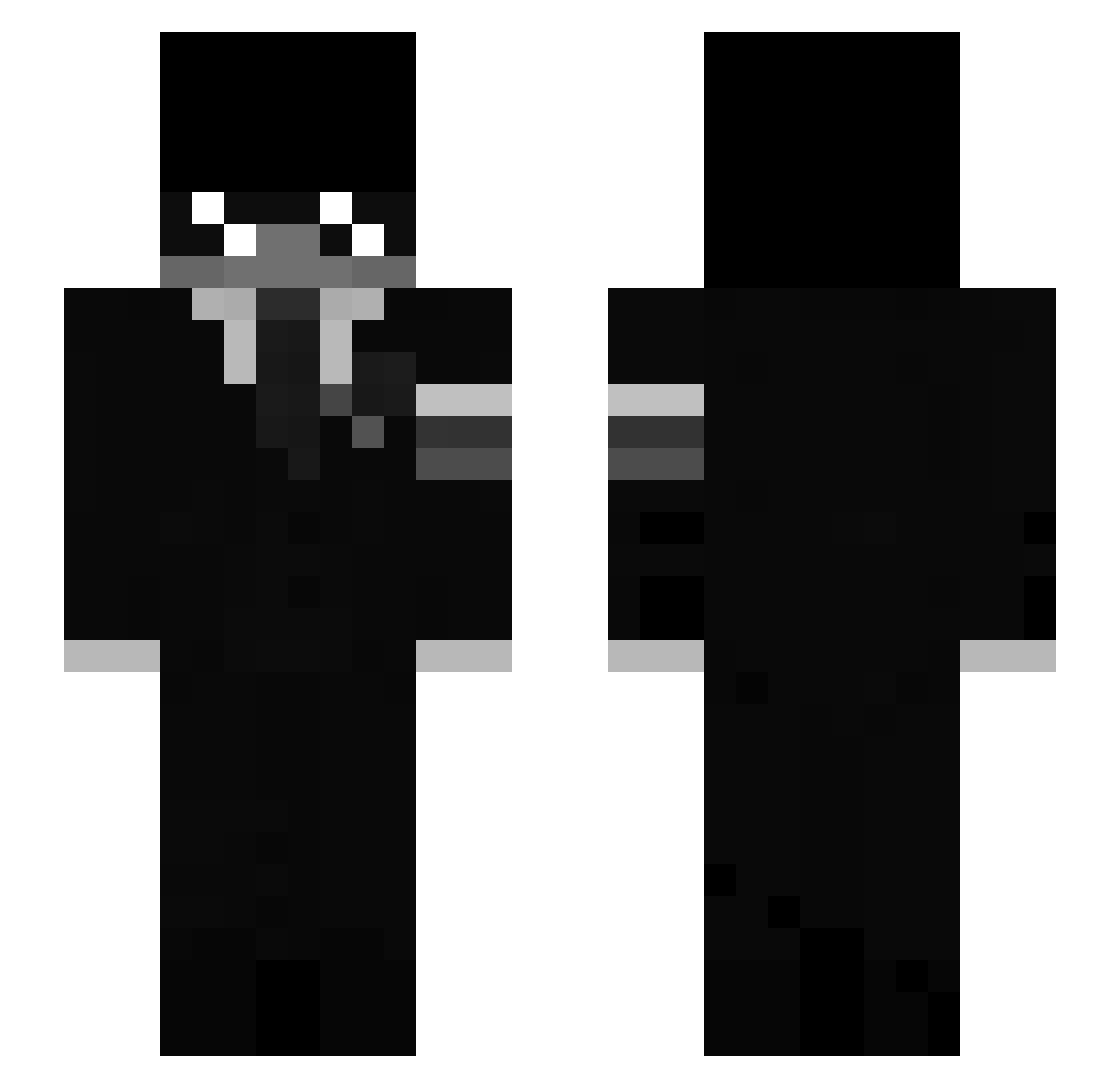 Whiteuh Minecraft skin, front and back view