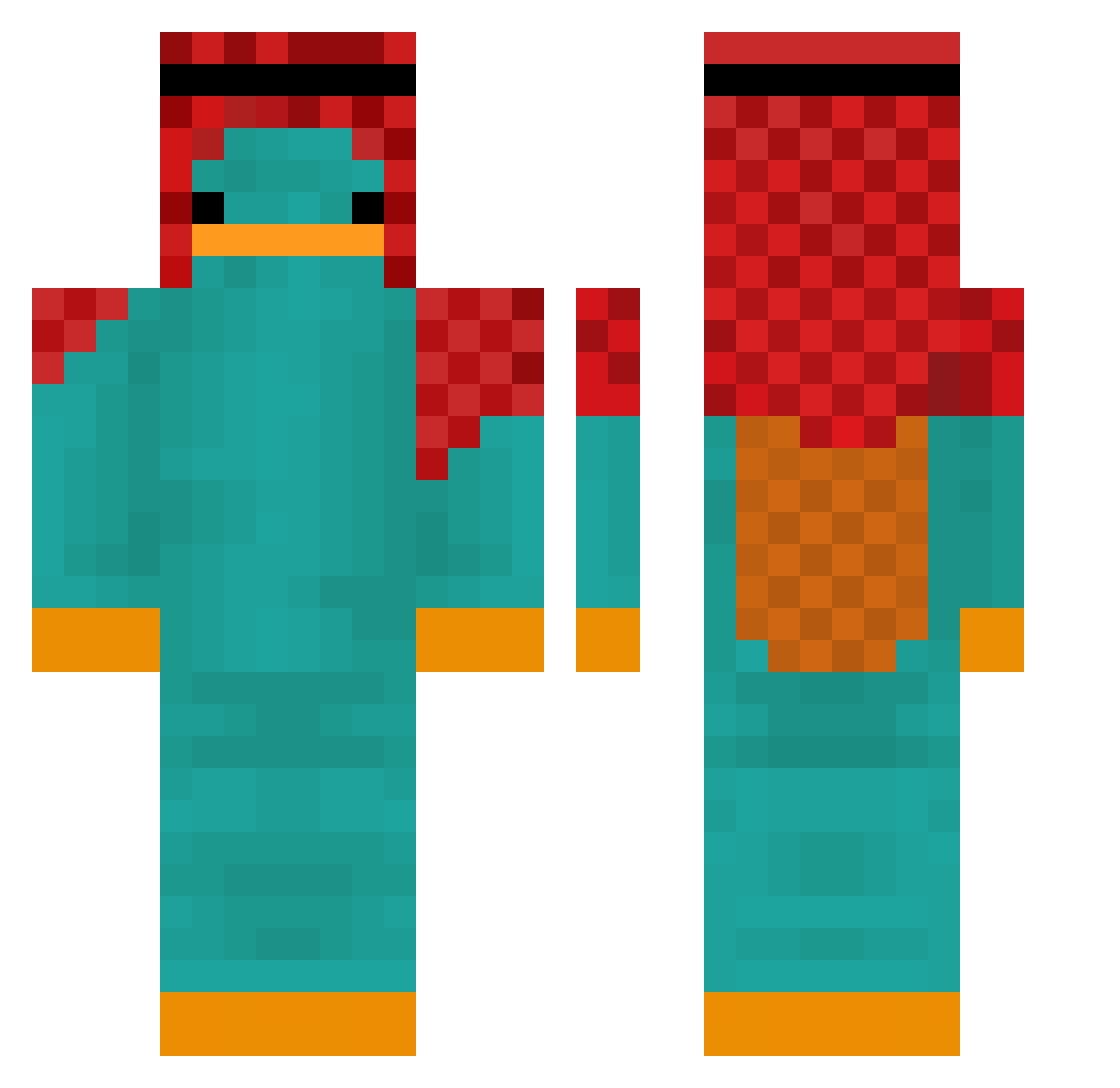 Tensixn Minecraft skin, front and back view