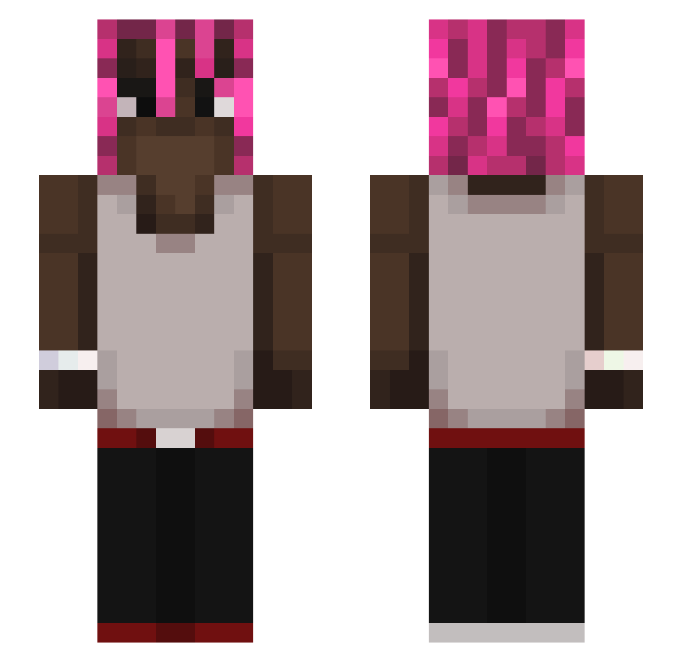 MUSCHI0 Minecraft skin, front and back view