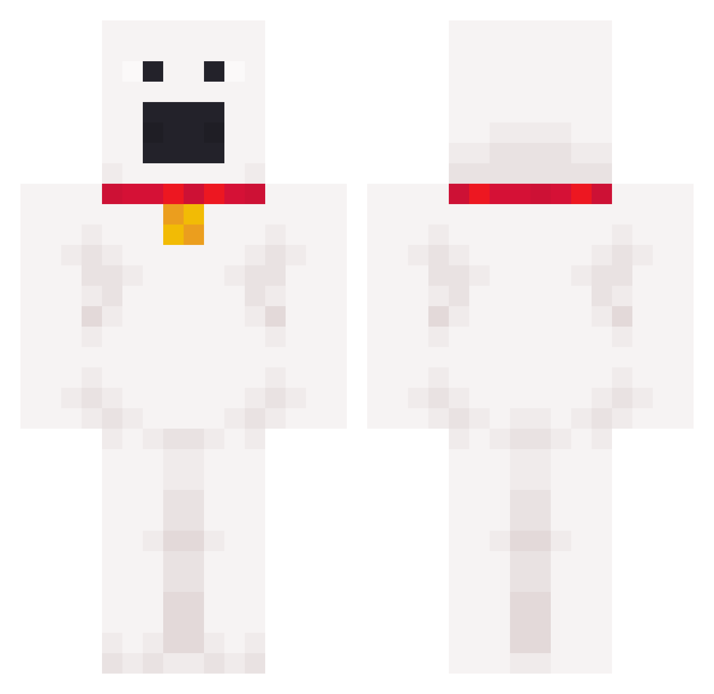 Veslec Minecraft skin, front and back view