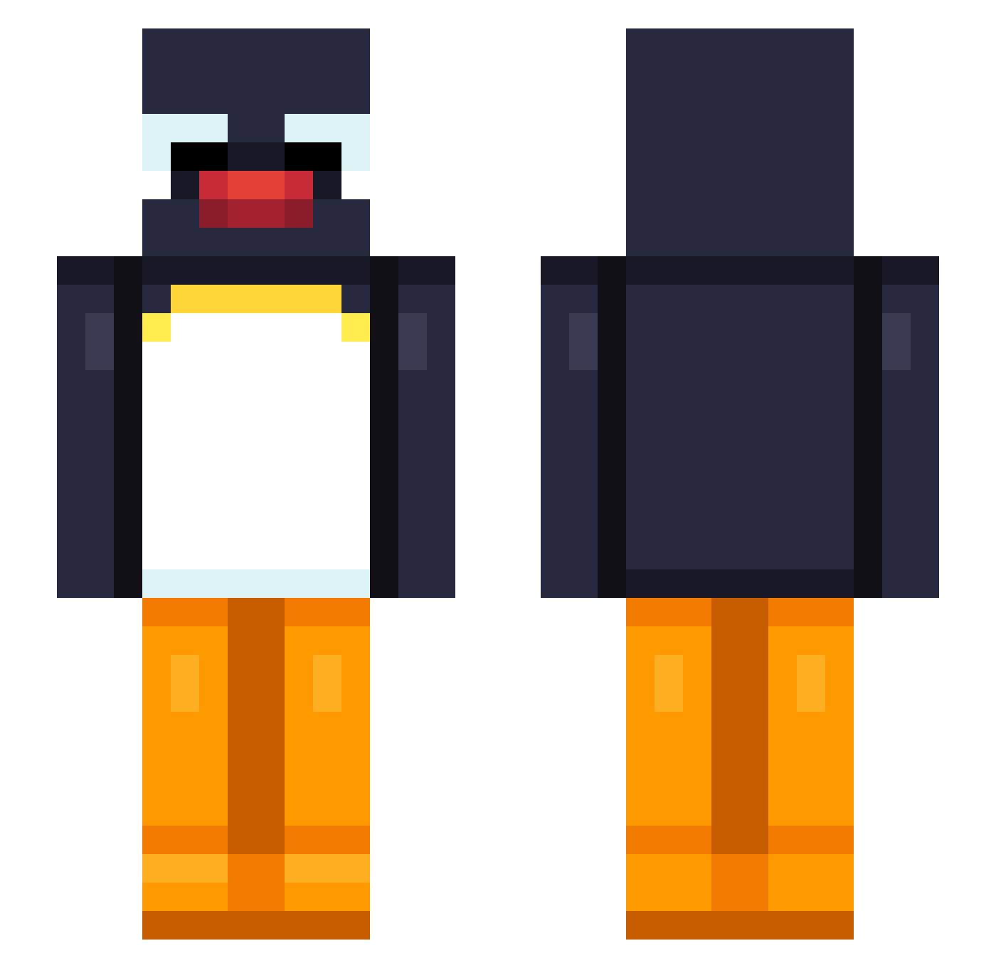 Huslee Minecraft skin, front and back view