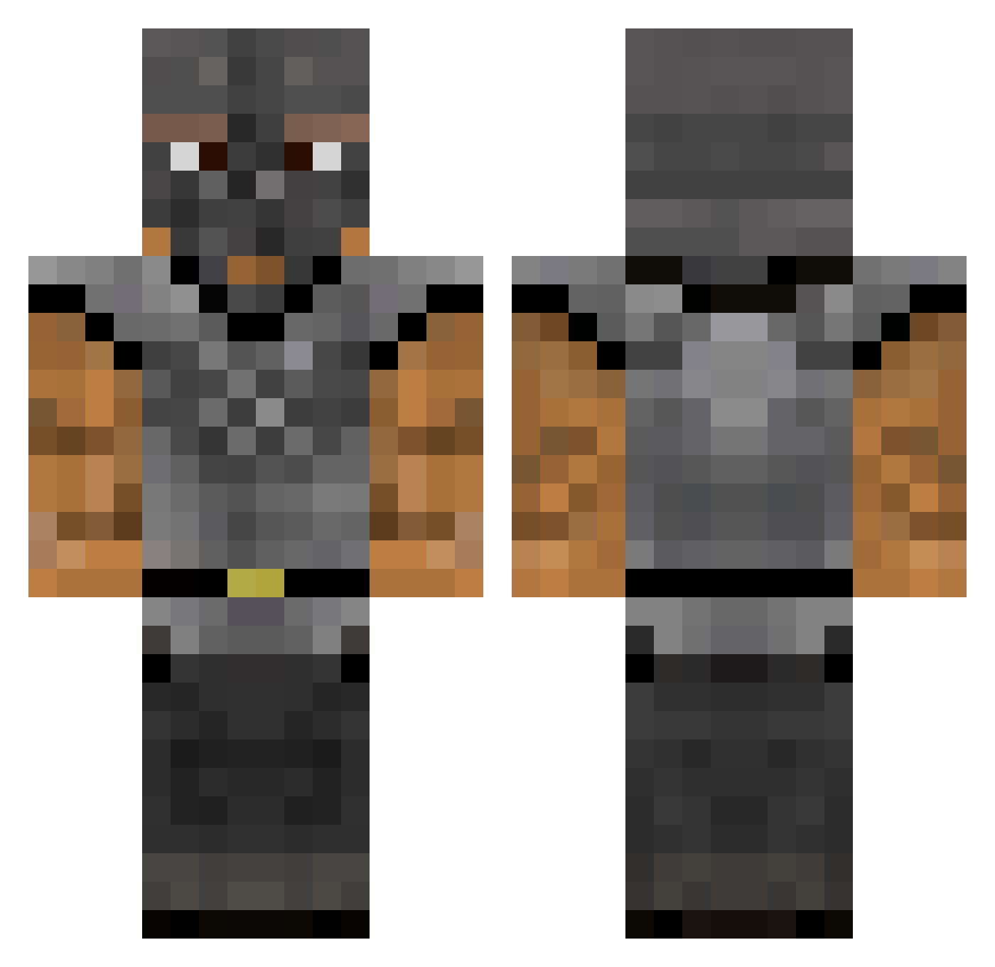 Stackedpounder72 Minecraft skin, front and back view