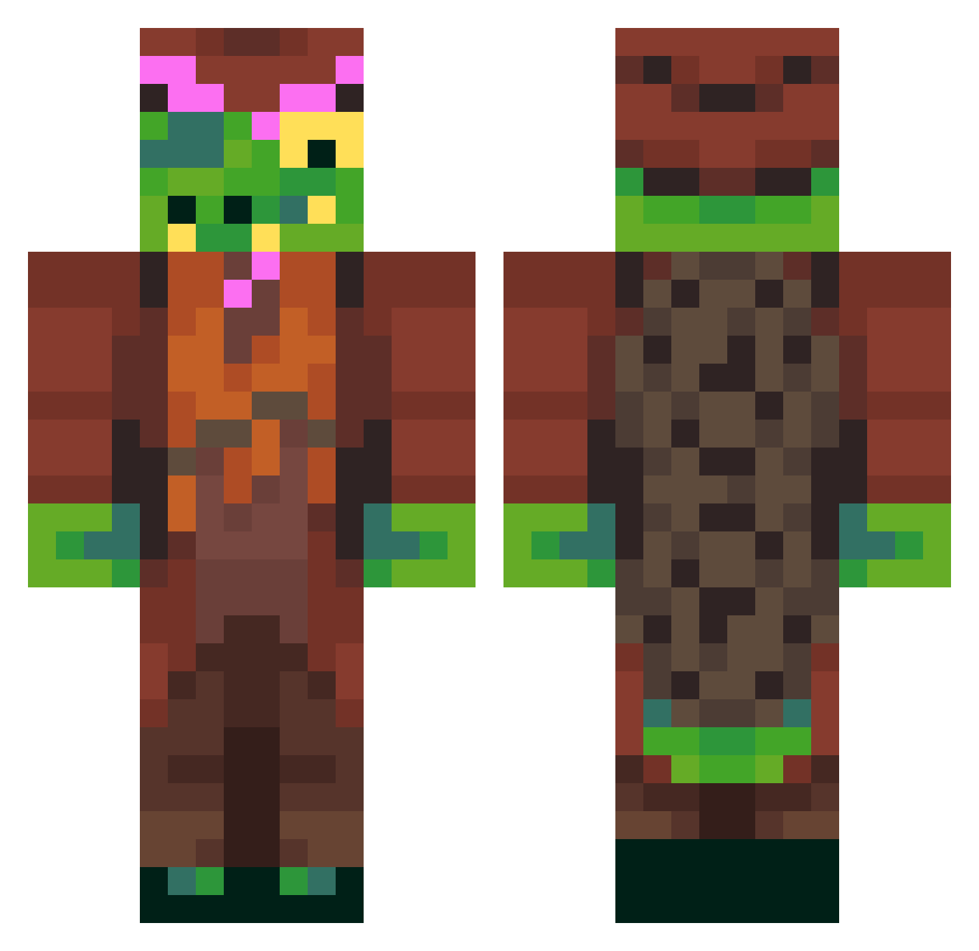 Uknoundusty Minecraft skin, front and back view