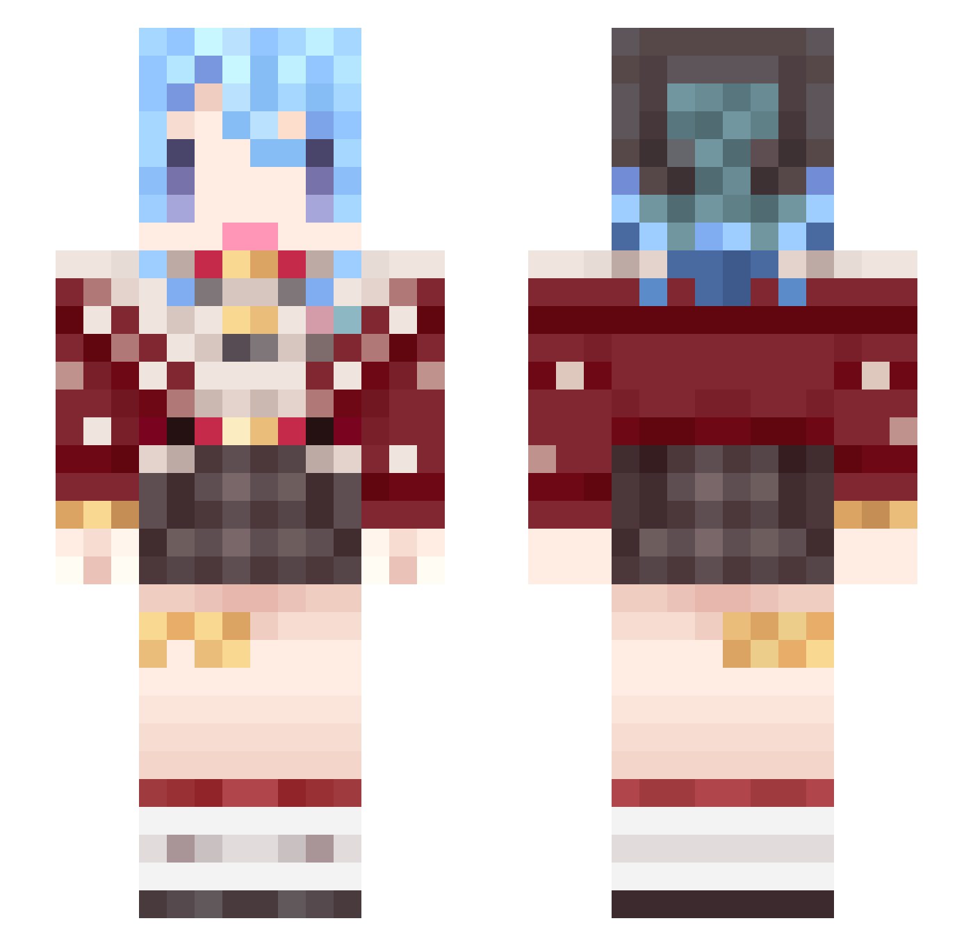 M1d_Summer Minecraft skin, front and back view