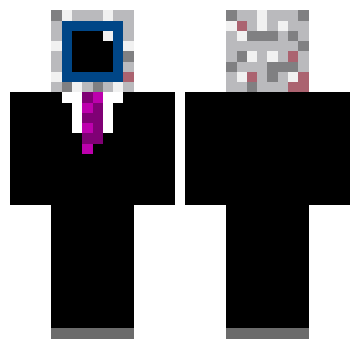 CanClippedU Minecraft skin, front and back view