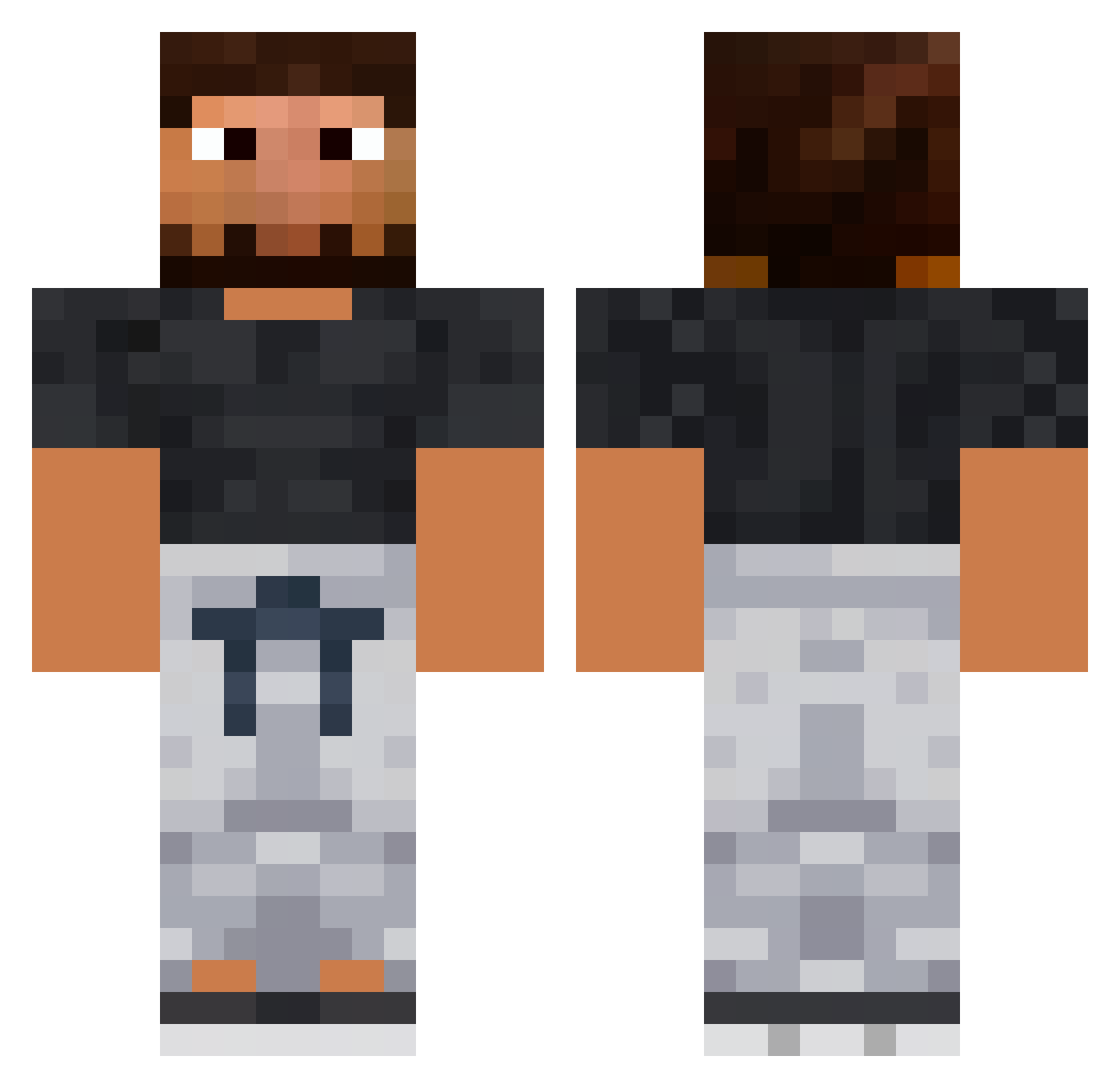 Schloog Minecraft skin, front and back view
