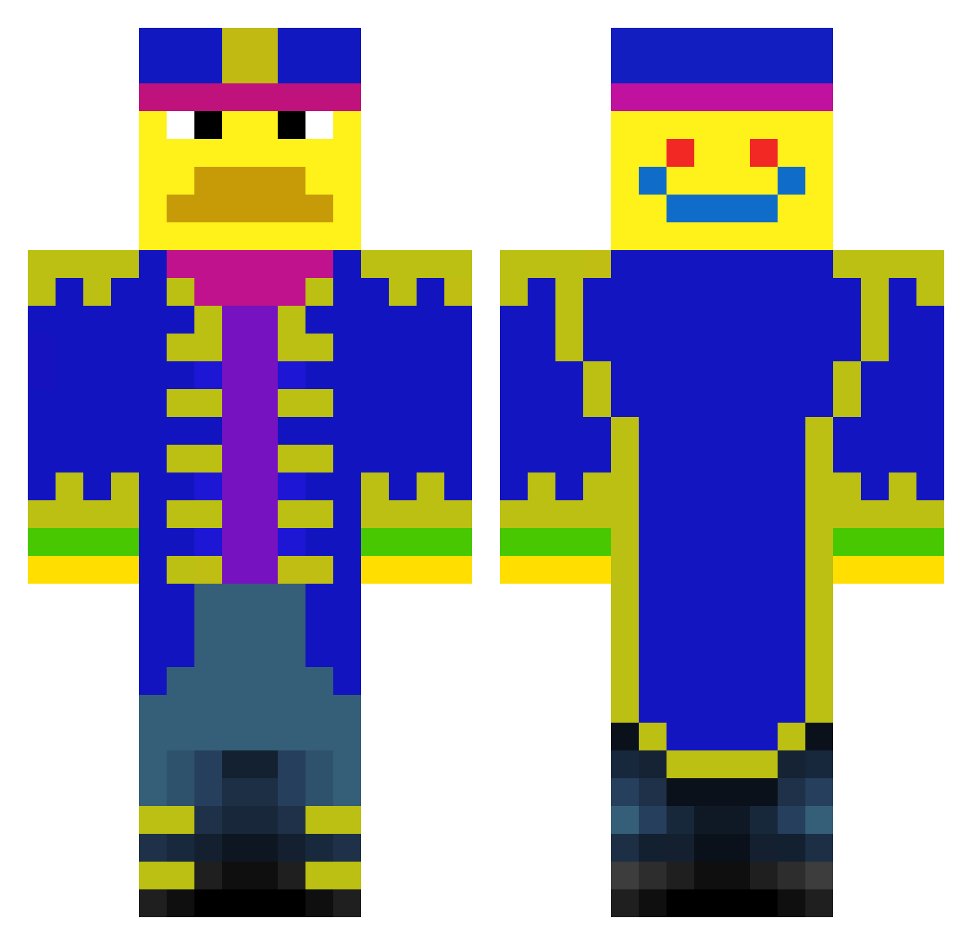 jonatech Minecraft skin, front and back view