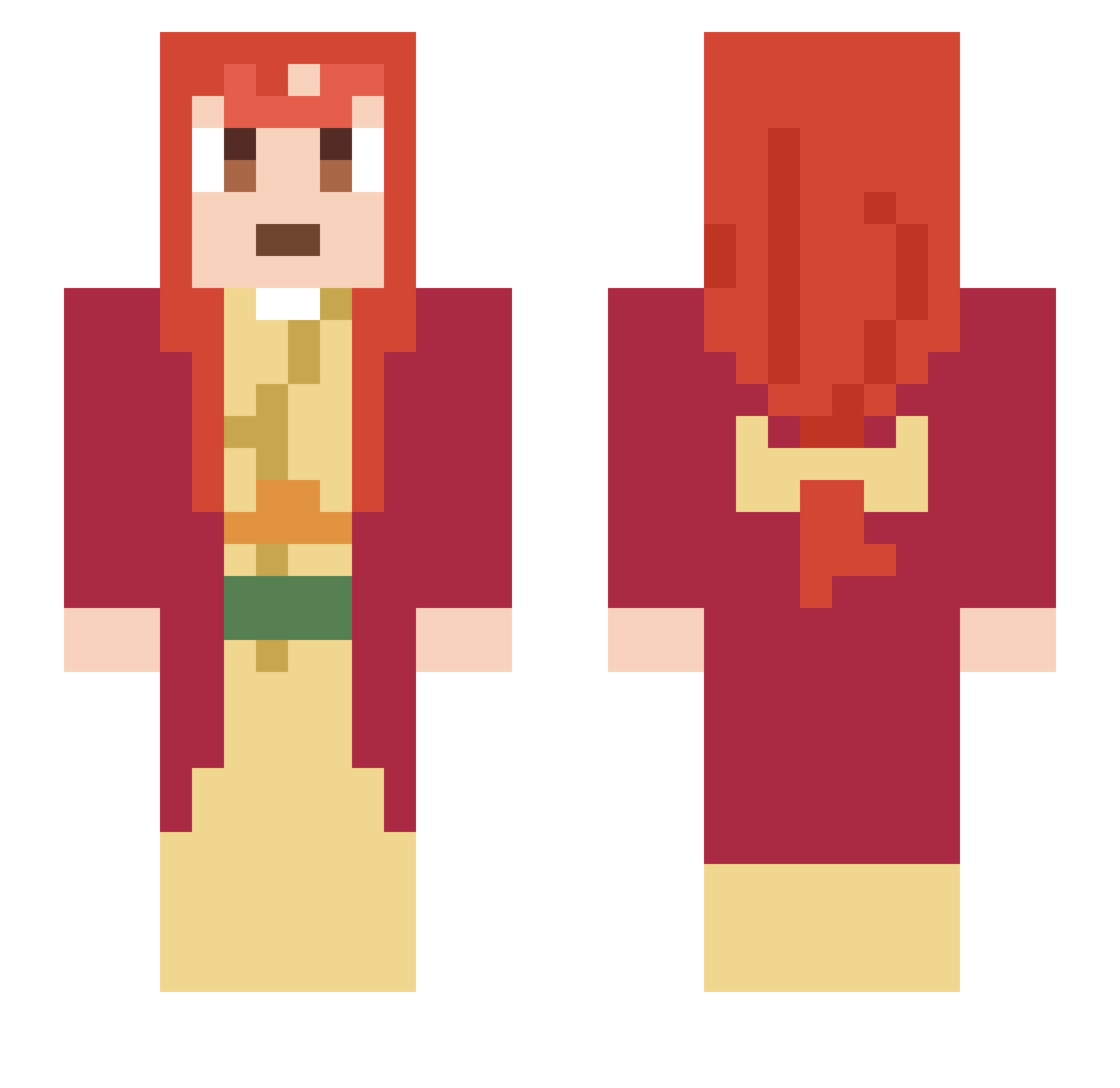 Muriksi Minecraft skin, front and back view