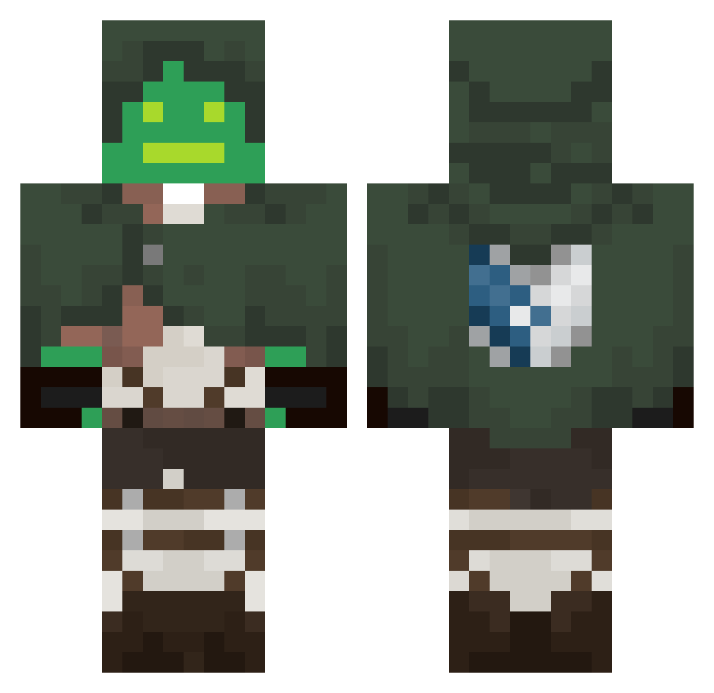 Big_Green_Tony Minecraft skin, front and back view