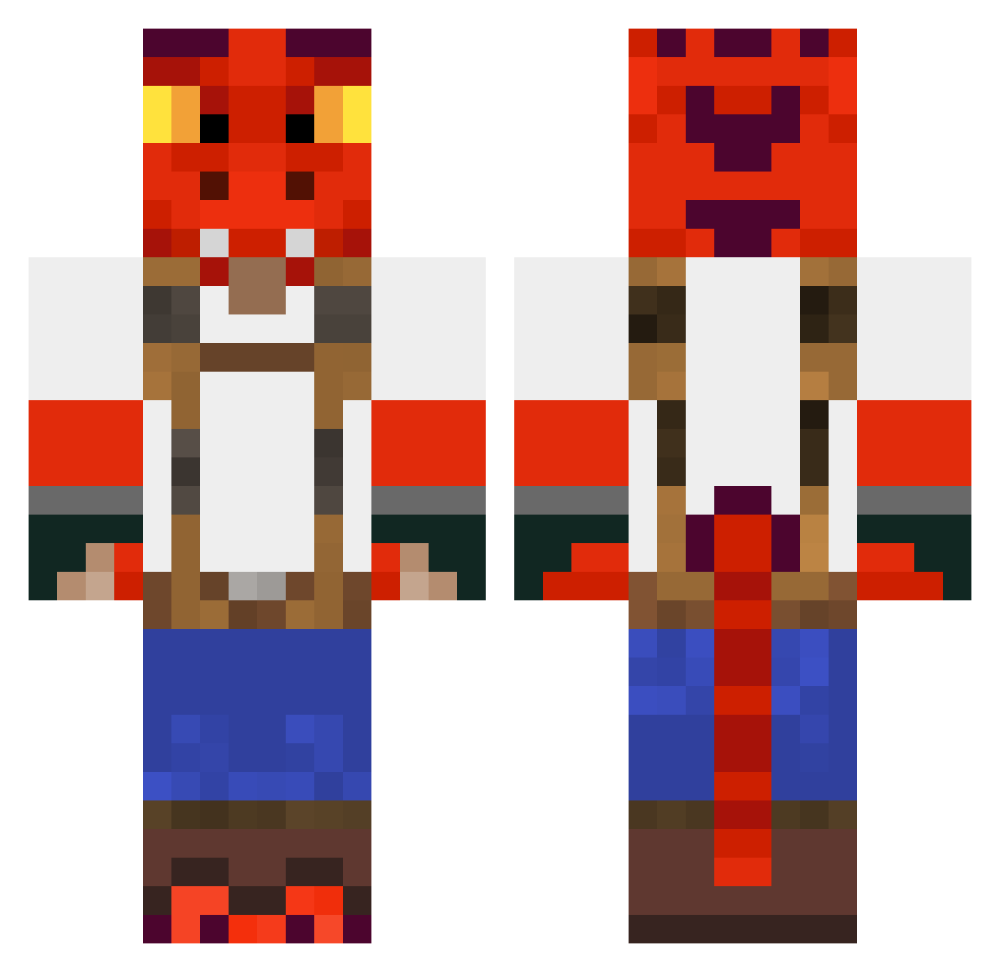 Raz_Lycan Minecraft skin, front and back view