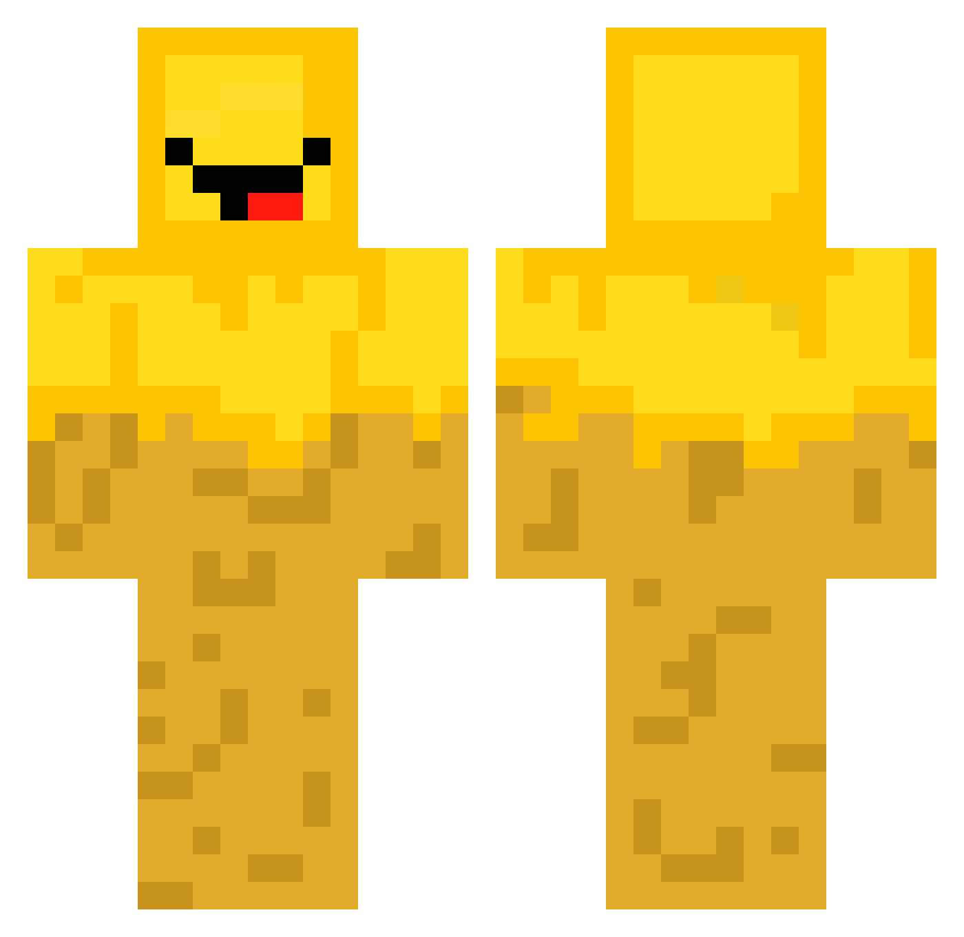 HoneyNuggets Minecraft skin, front and back view