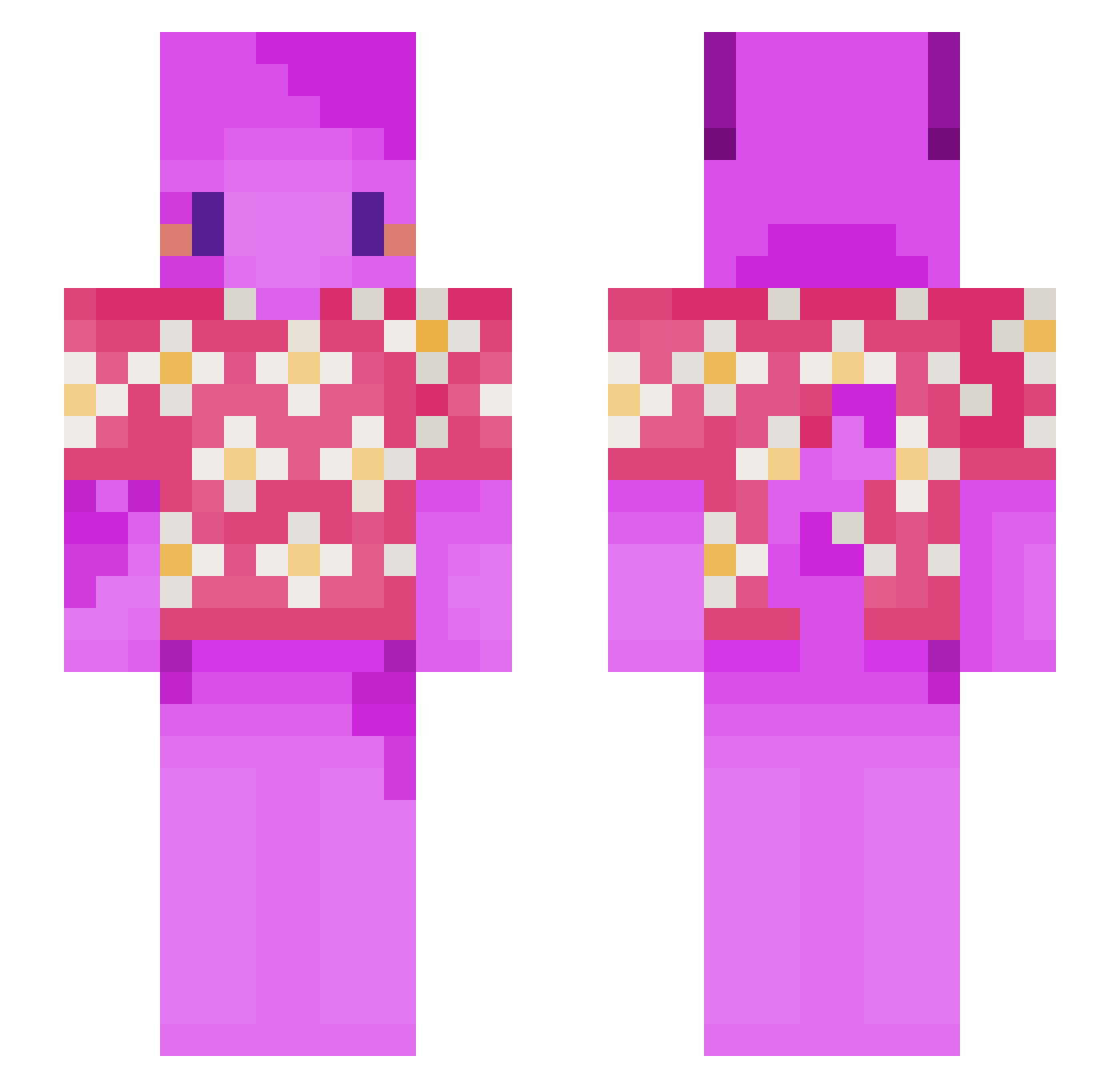 Mugiz Minecraft skin, front and back view