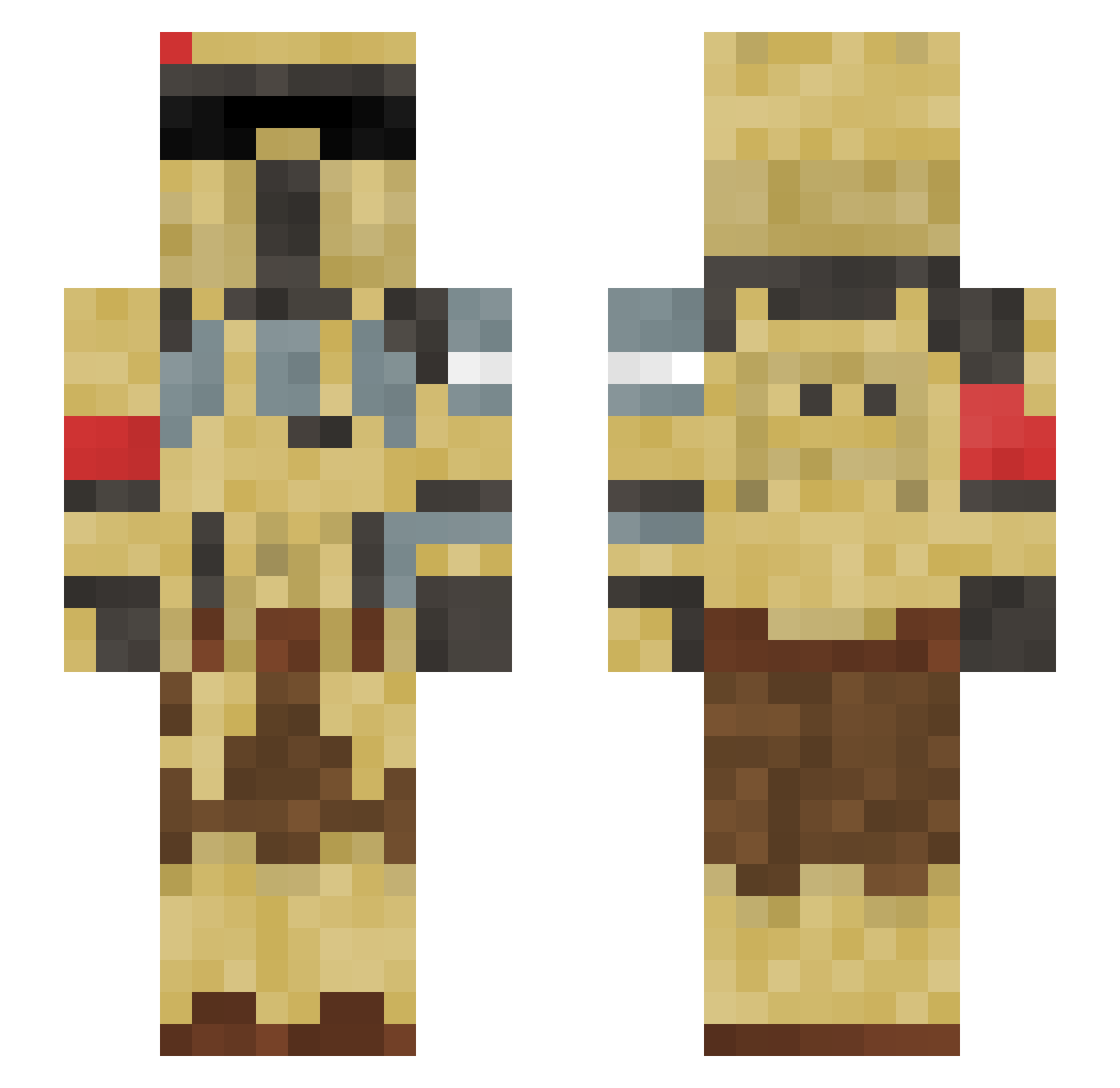 CamelTV Minecraft skin, front and back view