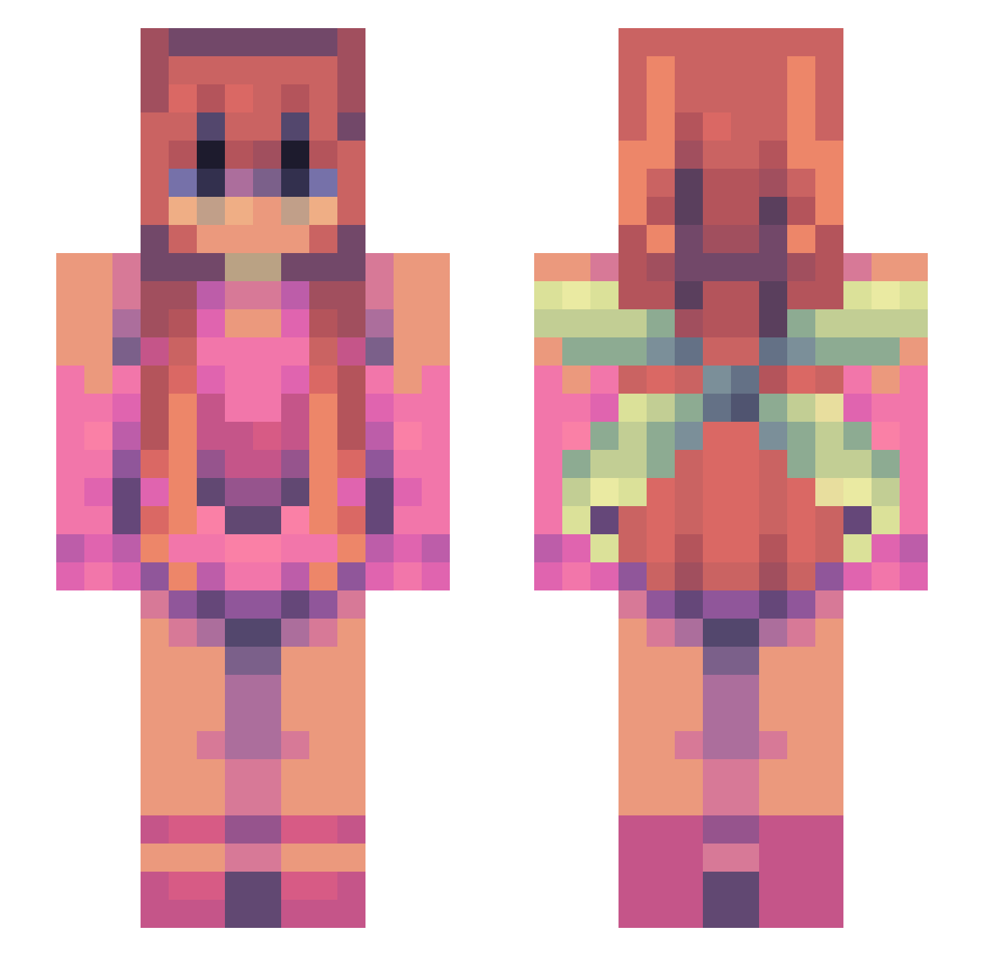 KaseyLeiXo Minecraft skin, front and back view