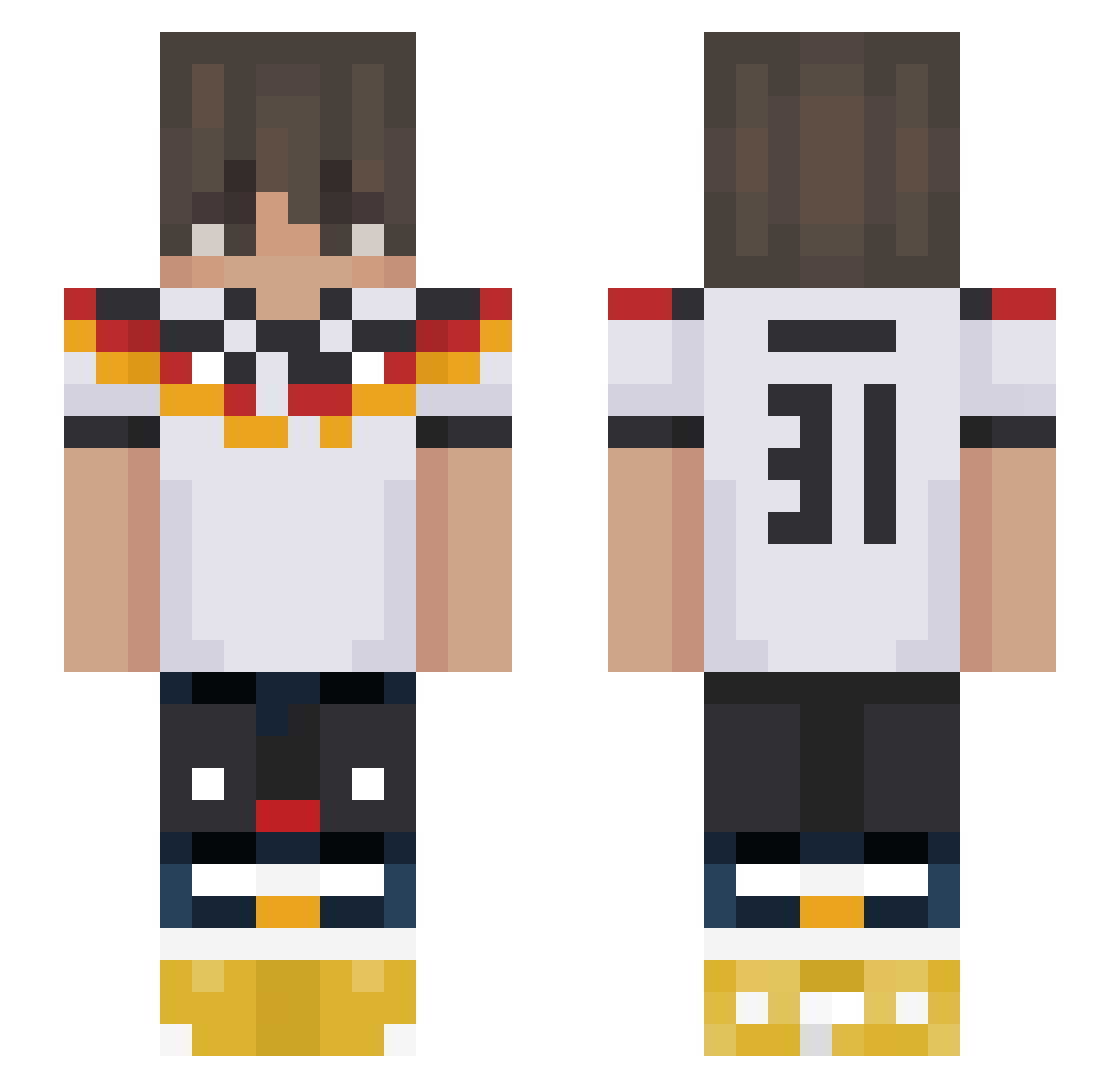 yTwix Minecraft skin, front and back view