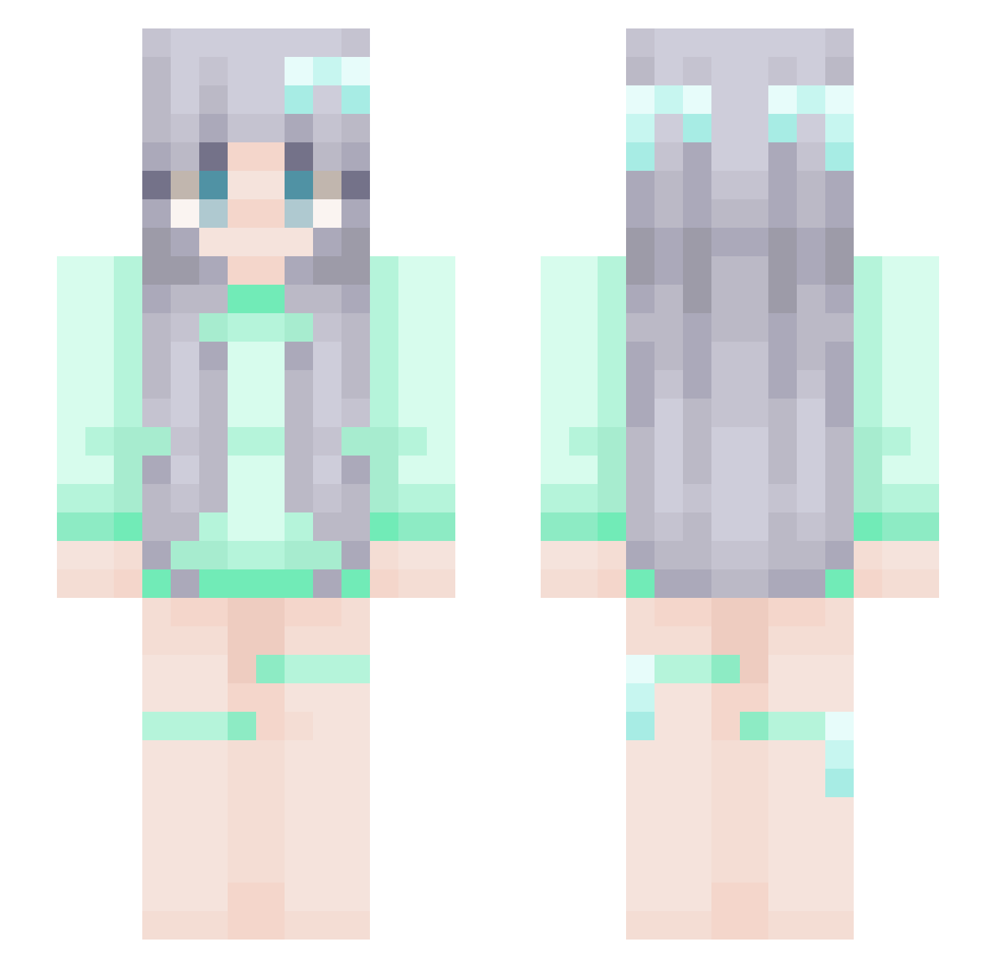 KurlyKarl Minecraft skin, front and back view