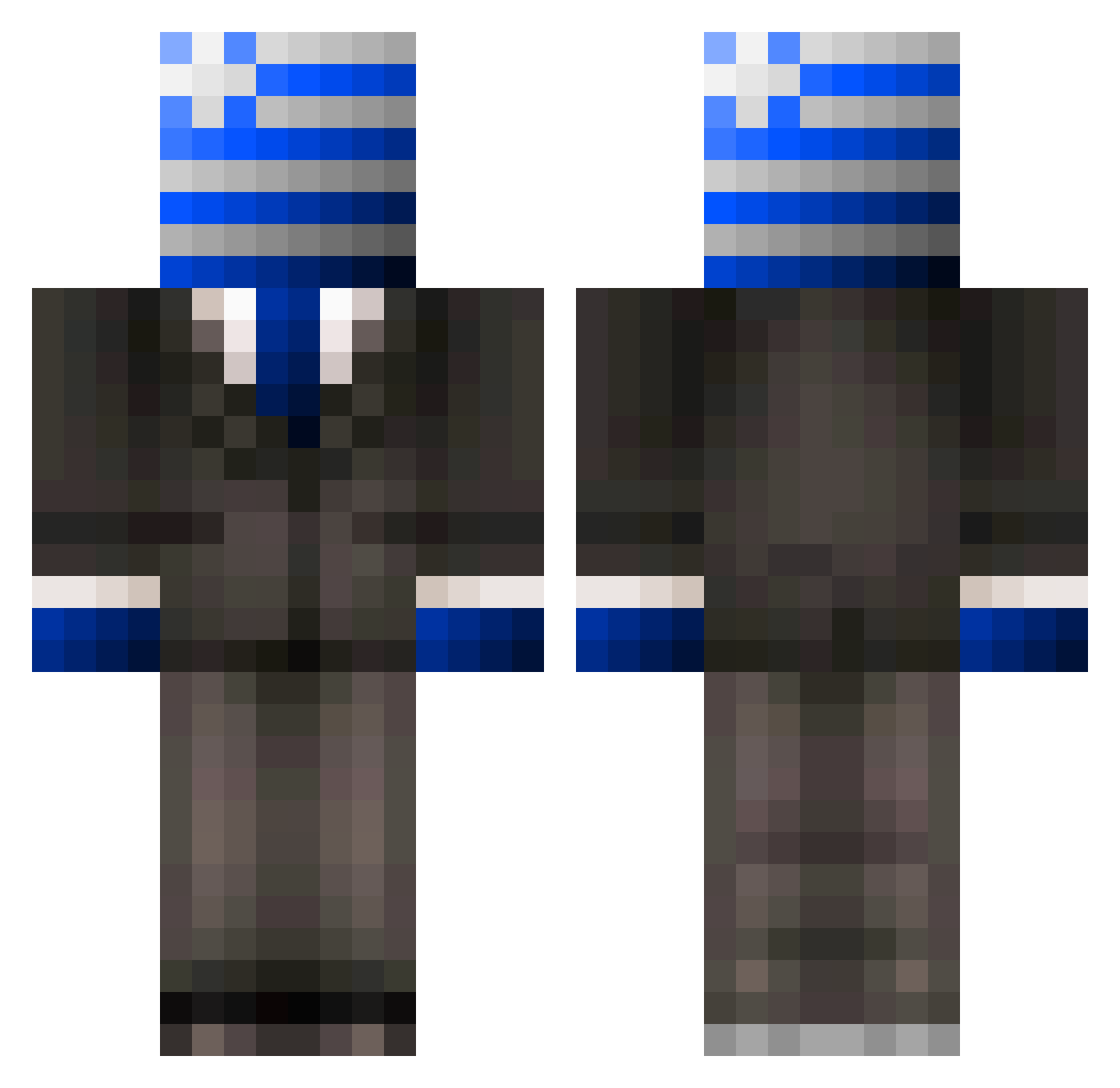 Caxily Minecraft skin, front and back view