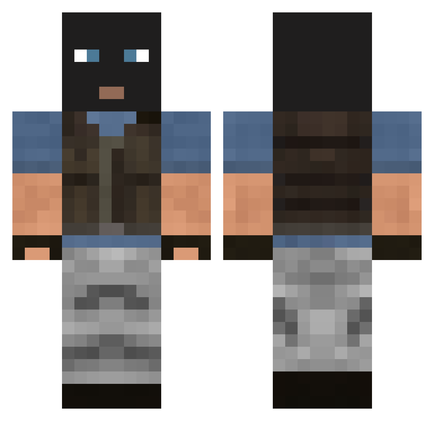 aerowayer Minecraft skin, front and back view