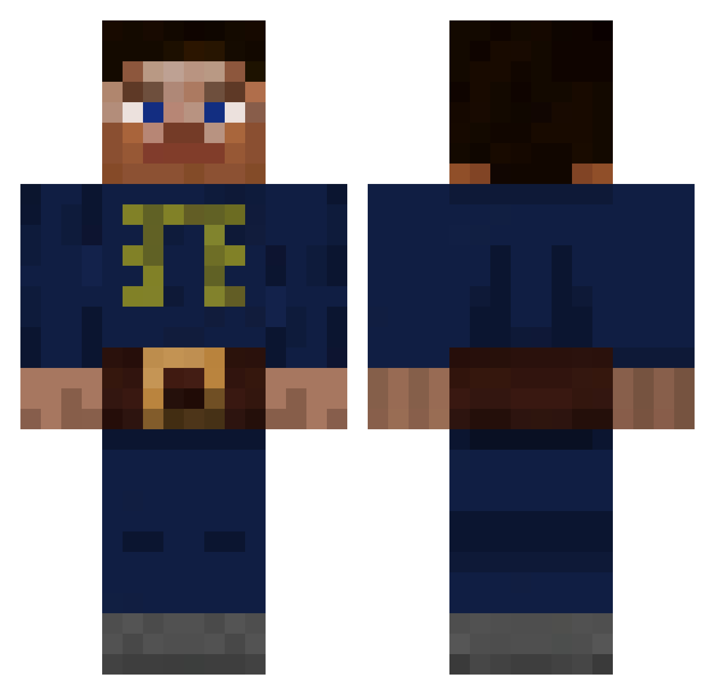 Rusty7605 Minecraft skin, front and back view